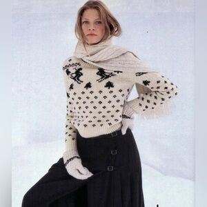 Early 1980s Ralph Lauren Puff Sleeve Wool Reindeer Sweater-XS